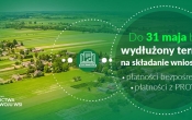 Widok z lotu ptaka, wraz z informacja o wydluzeniu terminu skladania wnioskow o platnosci bezposrednie