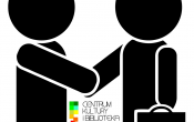 Piktogram dwoje ludzi podajacych sobie rece - logo CKiBP