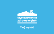 niebieska plansza z napisem czyste powietrze zdrowy wybor Twoj Wybor!