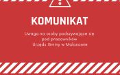 Czerwona plansza z napisem komunikat