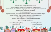 Plansza z motywami świątecznymi zawierająca życzenia z okazji świąt bożego narodzenia