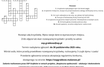 Krzyżówka z OSP Grąbków - rozwiąż i wygraj czujkę czadu i dymu