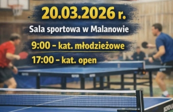 Eliminacje gminne do XXIII Mistrzostw Powiatu Tureckiego w Tenisie Stołowym - zapisy